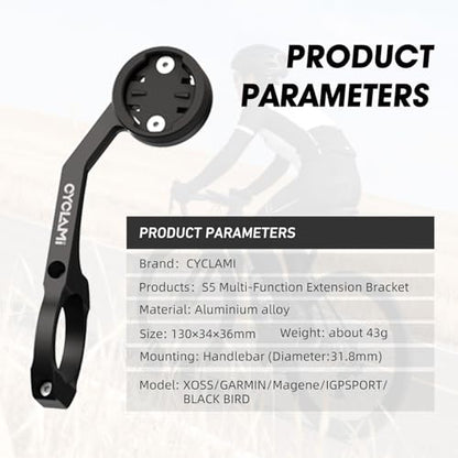 Out Front Mount Compatible with Garmin Edge GPS Bike Computer, XOSS G/G+, iGPSPORT Cycling Handlebar 1.25’’-1.5’’/ 31.8-35mm (S5) - style: S5
