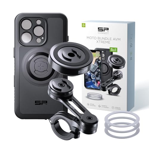 SP CONNECT Moto Bundle II AVM Xtreme | SPC+ |Compatible with iPhone 16 Pro | Phone Mount for Motorcycle | Motorcycle Phone Holder | Handlebars - style: for iPhone 16 Pro