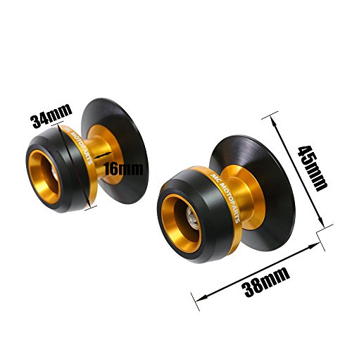 MC MOTOPARTS Twall 6MM CNC Swingarm Spools Compatible with DAYTONA 675 2006-2010 06 07 08 09 10 (Gold) - color: Gold
