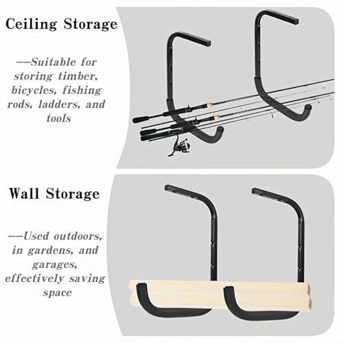 Overhead Garage Storage Rack, Heavy Duty Ceiling Storage Hooks Utility Hanger for Lumber Ladder Bike & Other Bulky Items (6) - size: 12inch