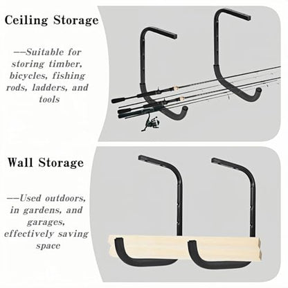 Overhead Garage Storage Rack, Heavy Duty Ceiling Storage Hooks Utility Hanger for Lumber Ladder Bike & Other Bulky Items (6) - size: 12inch