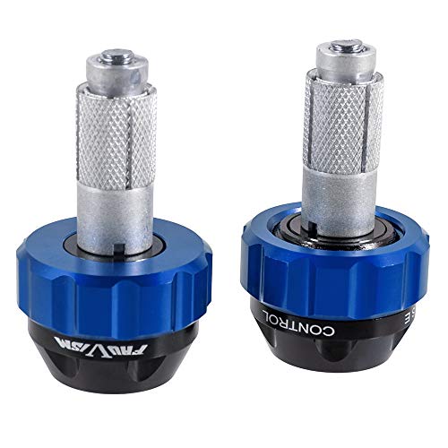 Throttle Lock Cruise Control Grip Ends Handlebar Plugs Sliders for 22mm Motorcycle Handlebar with 14mm/18mm Inner Diameter or with M6 Screw Holes (Blue) - color: Blue