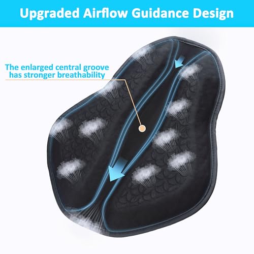 VENROCK Motorcycle Gel Seat Cushion Universal Motorcycle Seat Pad Improved Ventilation Groove Shake Rider Cushion 3D Honeycomb Breathable Structure Shock Absorption Stay Cool Comfortable in Long Rides