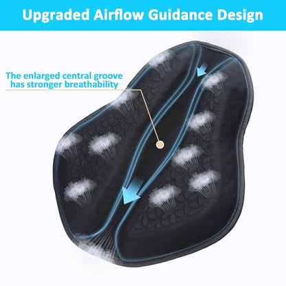 VENROCK Motorcycle Gel Seat Cushion Universal Motorcycle Seat Pad Improved Ventilation Groove Shake Rider Cushion 3D Honeycomb Breathable Structure Shock Absorption Stay Cool Comfortable in Long Rides