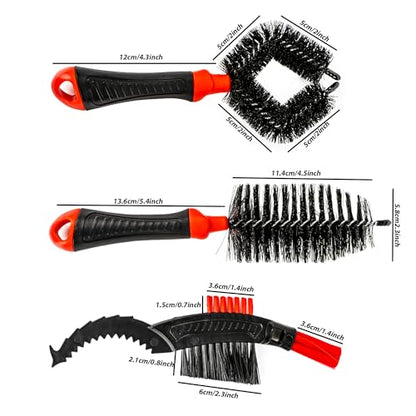 Bicycle Chain Cleaning Kit – Bike Drivetrain Cleaner Set with 4-Sided Chain Brush, Gear Cleaning Tools & Chain Scrubber for MTB, Road & City Bikes