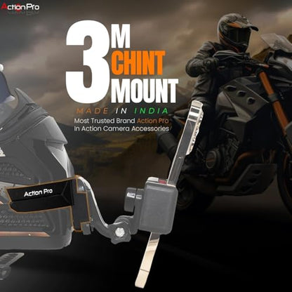 Action Pro 3M Slim Flexible Helmet Chin Mount Strap Compatible with GoPro Hero 13 12 11 10 9 8 7 6 5 4, SJCAM, DJI Osmo 5 4, Insta 360 x4 x3, SJCAM, Xiaomi, Yi Action Cameras (Black)