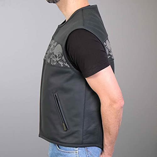 Hot Leathers Men’s Black Premium Matte Leather Ancient Skulls Conceal & Carry Motorcycle Vest - color: Vsm2003-black, size: XX-Large