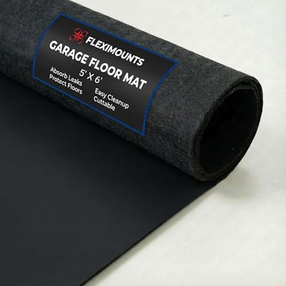 FLEXIMOUNTS 6' x 5' Garage Floor Mat Oil Spill Mat, Waterproof Garage Flooring for Cars & SUVs,Absorbent, Slip-Resistant, Quick Dry Carpet Fabric - size: 6' x 5' w/ PE Backing