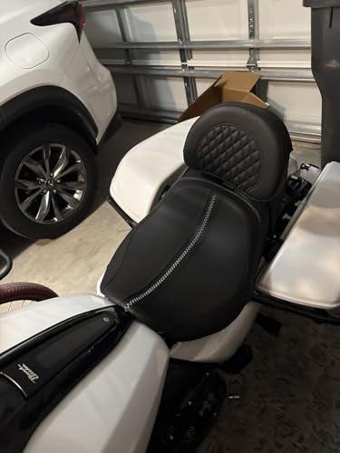 Adjustable Plug-in Motorcycle Front Driver Seat Rider Backrest Pad Custom Mounting Kit Compatible with Harley Touring Models Street Glide Road King Electra Glide Road Glide 1997-2026 - color: Black-Striated
