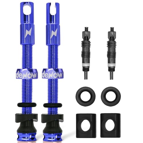 RideNow Tubeless Presta Valve Stems, 45mm Super Light Alloy Presta Tubeless Valve Stem Kit with Valve Core Remover Tool and Valve Stem Caps, Multiple Color and Size Options(Pair), Blue - color: Blue, size: 45mm