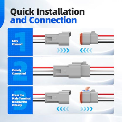 3 Pin Deutsch Connector, Hoodutric 16AWG Gray Male Female Wiring Harness DT Pigtail 3 Wire Waterproof Connector with Heat Shrink Tubing Electrical Tape for Car Truck Motorcycle Boat- 6 Kit - style: 3Pin Gray 6 Set