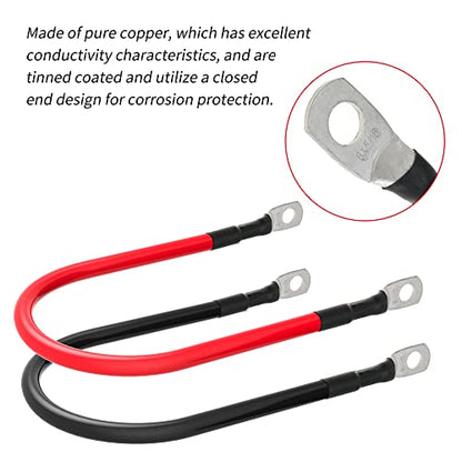 6 AWG Battery Cables 6 Gauge Battery Power Inverter Cable with 5/16 Inch Tinned Copper Lugs Both Ends for Solar Marine Boat RV Car Motorcycle 2 pcs (1FT) - size: 1FT