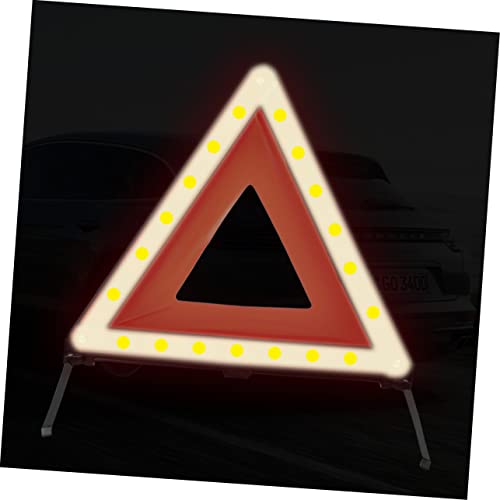 INOOMP 1Pc Roadside Warning Sign Collapsible Emergency Triangle Kit for Vehicle Safety Reflective Red Design for Day and Night Use Easy Setup Material Stable Base