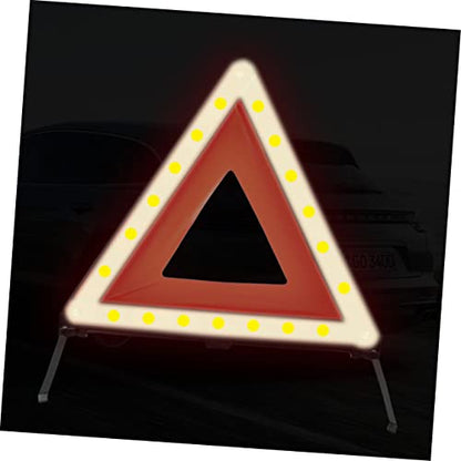 INOOMP 1Pc Roadside Warning Sign Collapsible Emergency Triangle Kit for Vehicle Safety Reflective Red Design for Day and Night Use Easy Setup Material Stable Base
