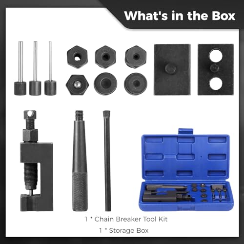 OMISTAR Motorcycle Chain Rivet Tool Kit- 15 Pcs Motorcycle Chain Breaker Rivet Tool Set,Chain Link Removal Tool Chain Splitter Repair Tool For Motorcycles,Bikes,Dirt Bikes,Atvs