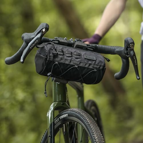 Rhinowalk Bike Handlebar Bag 2.8L Waterproof Front Tube Bag for Road, Gravel, and Mountain Bikes, Cylindrical EVA Frame Pack with Shoulder Strap (Black) - color: Black