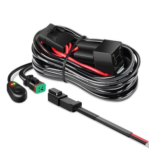 Nilight - 10017W 16AWG DT Connector Wiring Harness Kit LED Light Bar 12V On Off Switch Power Relay Blade Fuse for Off Road Lights LED Work Light-ONE Lead - size: 16AWG Wiring Harness-1 Lead