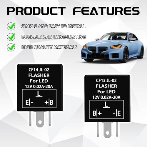 Flasher Relay for LED Turn Signal CF14 LED Flasher Relay 3-Pin 12V LED Electronic Turn Signal Flash Plugin Flasher for Lights Fix Hazard Warn Hyper Blink Flash CF-14 EP35(Fixed) - size: CF14 Fixed