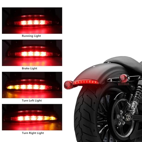 Motorcycle Chopped Rear Fender Edge LED Brake License Plate Tail Light Stop Running Light Turn Signal Lamp for Harley Sportster XL883N 1200N XL1200V XL1200X (Smoke) - color: Smoke