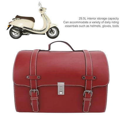 Motorcycle Luggage Bag with Quick Release Mount for Rear Racks, 29.5L Motorcycle Trunk Bag for Gear and Tools, Water defiance PU Leather Shell (Wine Red) - size: Wine Red