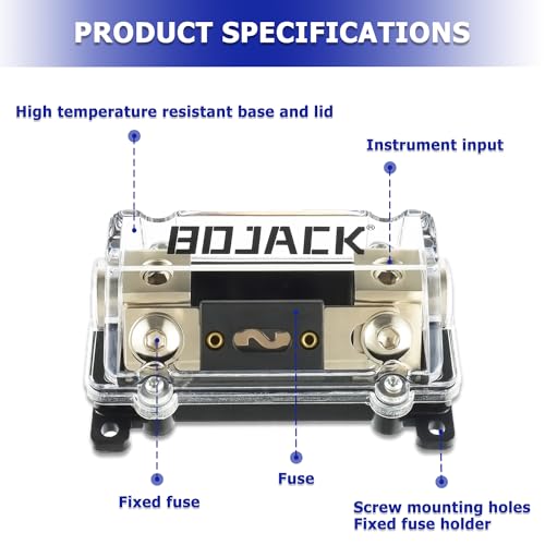 BOJACK 0/2/4 Gauge AWG in-Line ANL Fuse Holder with 300 Amp Fuse No Wire Terminals Needed Inline Fuse Holder with Insulating Cover, Automotive 4, 2, 0 Gauge Fuse Block - size: 300A
