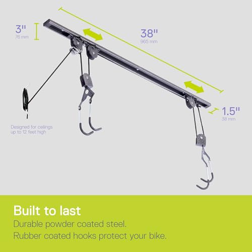 Bike Hoist- Heavy Duty for Space Saving - Road, Commuter & Mountain Bikes, Holds Kayaks & Ladders - No-Hassle Installation for Quick & Easy Access - style: Bike Hoist Pro With Kayak Straps