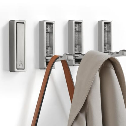 Folding Wall Hook, 4Pcs Foldable Coat Hooks Mounted, Heavy Duty Zinc Alloy No Rust Fold Up Hooks for Hanging Coat, Towel, Key, Hat, Bag, Jacket, Backpack (Brushed Nickel) - color: Brushed Nickel, size: 4