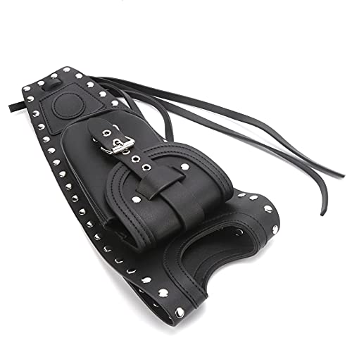 Alomejor Motorcycle Tank Bag, Artificial Leather Fuel Tank Bag with Rivet Design, Large Storage and Strap Mount, Gas Pad Cover for XLH883 Riders
