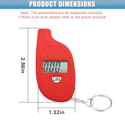 Digital Tire Pressure Gauge, 5-150PSI 4 Unit Settings Car Tire Pressure Monitor with Keychain & LCD Display, High Accuracy Auto Digital Tires Gauge for Car, Truck, Motorcycle (Red) - color: Red