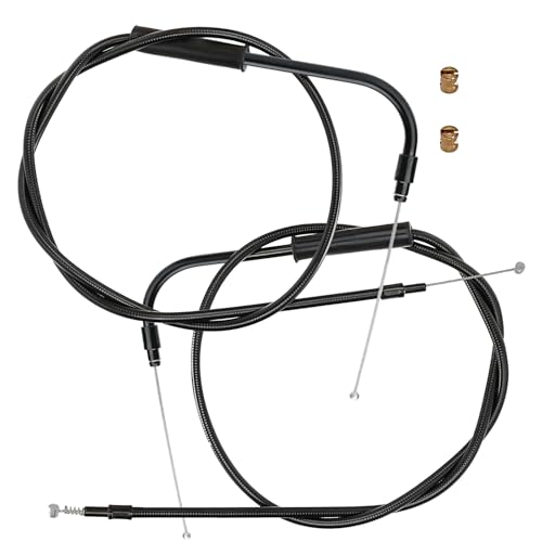 39.4" Throttle & Idle Cable Kit for 2007-2013 Sportster XL, 1996-2017 Some Dyna fits Harley Extended Black Vinyl Stainless Steel Braided (No Cruise control) - color: Black, size: 39.4"
