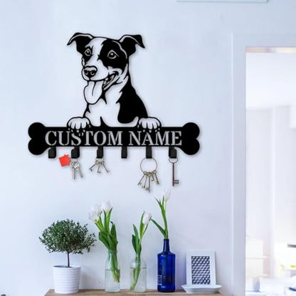 Custom Jack Russell Terrier Wall Hook Rack, Dog Key Holder Hanger with Metal Hooks for Coats, Keys, and Accessories (Jack Russell Terrier Key Holder) - color: Jack Russell Terrier Key Holder