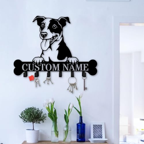 Custom Jack Russell Terrier Wall Hook Rack, Dog Key Holder Hanger with Metal Hooks for Coats, Keys, and Accessories (Jack Russell Terrier Key Holder) - color: Jack Russell Terrier Key Holder