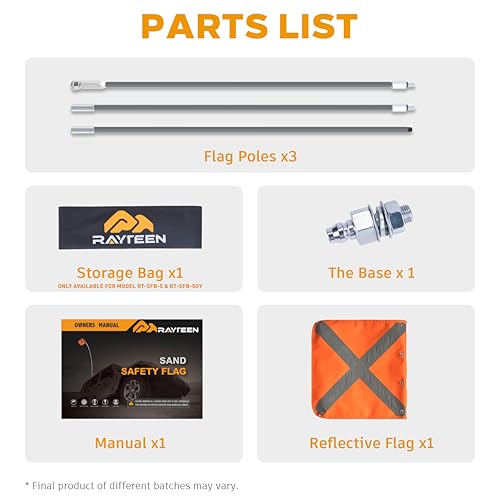 Gray Off-Road Safety Whip Flag - Heavy Duty Orange Flag with Reflective Stripes & Gray Pole for ATV, UTV, Dune Buggy, Can be 3.3', 6.6' or 10' - color: Grey