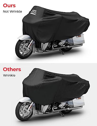 KEMIMOTO Heavy Duty 300D Waterproof Motorcycle Half Cover Fit for Trike, Touring, Touring Ultra Street Road Glide Road King 3 Wheel Tri Glide Goldwing Freewheeler Outdoor All Weather Protect - size: Touring,Trike
