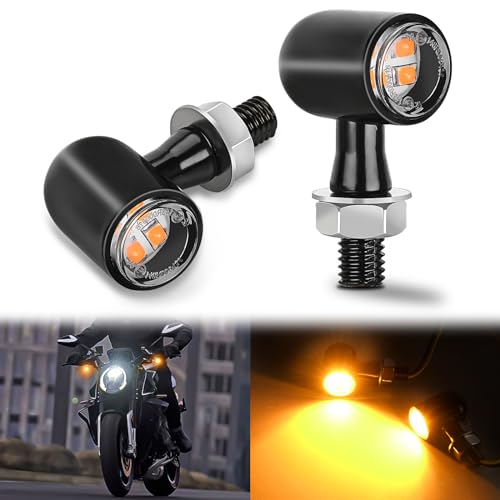 Nilight Motorcycle LED Turn Signals Front Indicator Light Yellow Beam Mini Size Blinkers Compatible with Harley Honda Kawasaki Suzuki Triumph Yamaha Cruiser - color: Motorcycle Turn Signal Light Amber