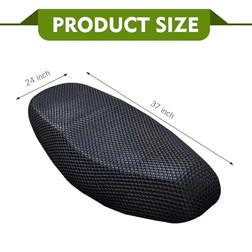 Motorcycle Seat Cover, Heat-Insulating & Non-Slip Seat Cover with Elastic, Honeycomb Breathable Mesh Fabric Mat, Universal for Most Motorcycles (Black #L) - color: Black #Large