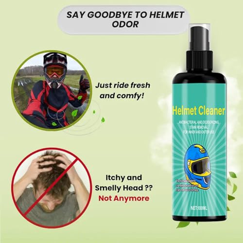 Motorcycle Helmet And Visor Cleaner, With Odor Elimination Formula, 50ml, Helmet Cleaning Spray, Quick Headgear Shine Spray, Stubborn Grime Removal, For Outdoor Activities, Commuting, Road, Long Rides