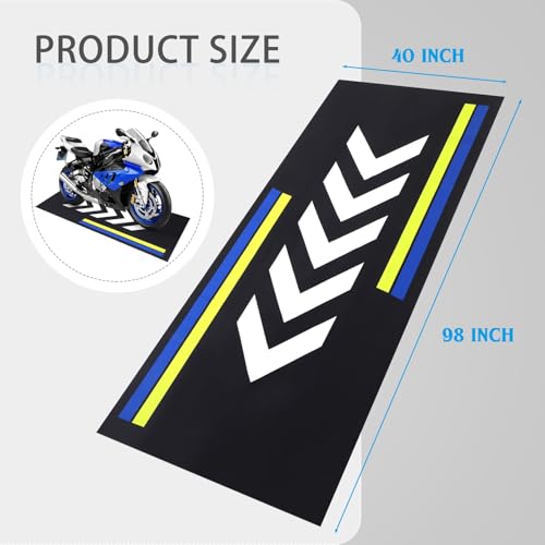 Drydiet 98 x 40 Inch Motorcycle Mat Garage Floor Rug Washable Parking Mats for Garage Floors Non Slip Oil Absorbent Pad Rubber Backing Layer Protects Floor from Spills Drips(Arrow Style) - size: 98 x 40 Inch, style: Arrow Style