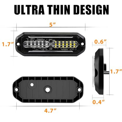 WINECO 8PCS LED Strobe Lights 12V Sync Feature Green White 12LED Emergency Hazard Warning Lights with Strobe Controller for Trucks Vehicles ATV RV Cars Van - color: GREEN WHITE