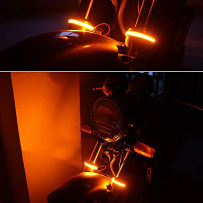 2Pcs 10CM Amber led Strip Motorcycle Turn signal lights,Universal Front Rear Indicator Blinker Tail Light Bars with 24LED 12V for Motorcycle Trailer ATV UTV SUV Golf Cart