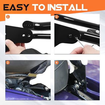 AUFER Motorcyle Rear Passenger Backrest Sissy Bar With Locked Rotary Latches Clips Compatible With For Harley Touring Road King Electra Glide Street Glide Road Glide FLHR FLHX FLHT FLTR 2009-2025 | Premium Stylish Sissy Bar Backrest, Quick Install & Easy