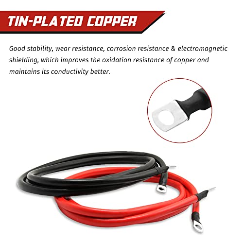 2 AWG Battery Cable 2 Gauge Pure Copper Battery Inverter Cables with 3/8 in Lugs Both Ends Power Inverter Wire Set for Automotive Solar Power Inverter Marine Boat RV Car Motorcycle (5FT) - size: 5 ft
