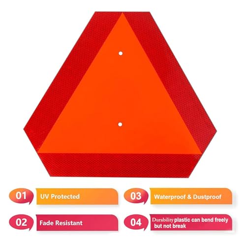 2PACK Reflective Slow Moving Vehicle Sign,Slow Moving Vehicle Triangle - 14"x16" 80 Mil thick Engineering Grade Plastic SMV Sign for Tractor,Golf Cart,Farm Equipment, UTV, Easy Installation - style: 2pcs