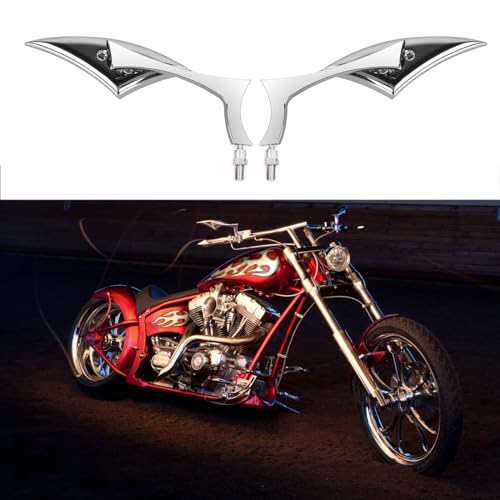 Chrome 8mm/10mm Motorcycle Blade Steady CNC Aluminum Rearview Side Mirrors Compatible with Cruiser Chopper Street Bike Scooter Dirt Bike - color: Chrome