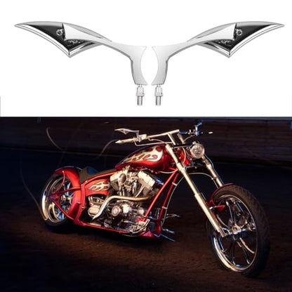 Chrome 8mm/10mm Motorcycle Blade Steady CNC Aluminum Rearview Side Mirrors Compatible with Cruiser Chopper Street Bike Scooter Dirt Bike - color: Chrome