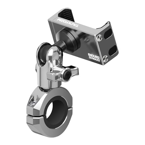 Tackform Chrome Motorcycle All Metal Phone Mount - 20MAXX Spring Cradle | Universal Clamp Fits 7/8" to 1-1/4" Handlebars | Aluminum | Compatible with iPhones, Galaxy Devices, More | Short Reach Arm - color: Chrome, size: 7/8" to 1-1/4"