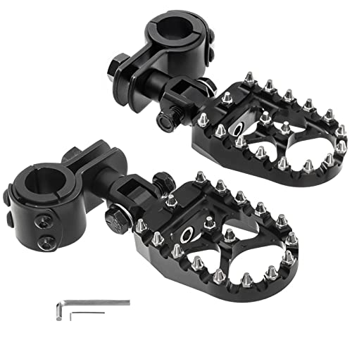 Motorcycle Foot Peg Pedals，Highway Footrest, 1.25 inch Crash Bars Footpegs Fit for Harley Touring Honda Kawasaki Suzuki Yamaha (Short Size) - size: Short Black