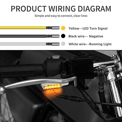 Rich Choices Handlebar LED Turn Signals Mini Motorcycle Blinkers Front Running Light Universal Compatible with Harley Sportster Dyna Honda Shadow Kawasaki Vulcan Yamaha V-Star Road Star - color: Chrome