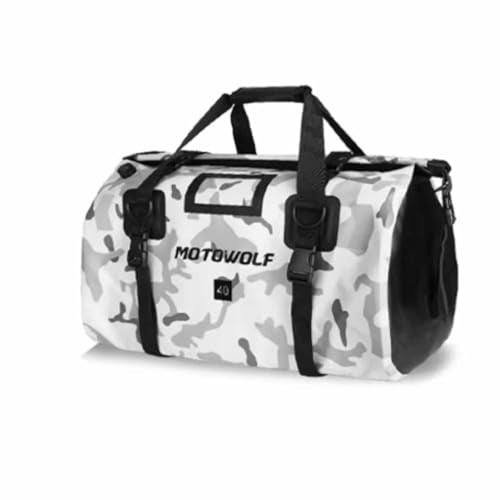 Motorcycle Tail Bag for Honda Monkey 125 2018-2025 Waterproof Duffle Luggage All Weather Back Seat Saddle Bag Expandable Capacity Rear Rack Trunk Storage Bag,Black White - color: Black White