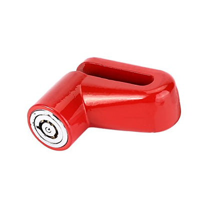 Metal Motorcycle Wheel Lock, Anti Theft Disc Brake Security Lock with Keys and Plastic Frame, Black and Red - color: Red